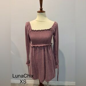LunaChix Mauve Long Sleeve Dress
